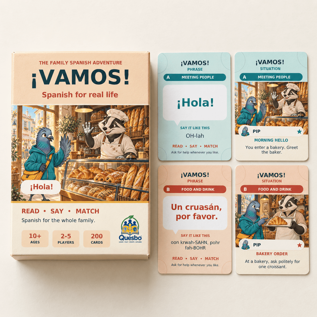 VAMOS! – Spanish Learning Card Game for Kids & Families - Quesbo