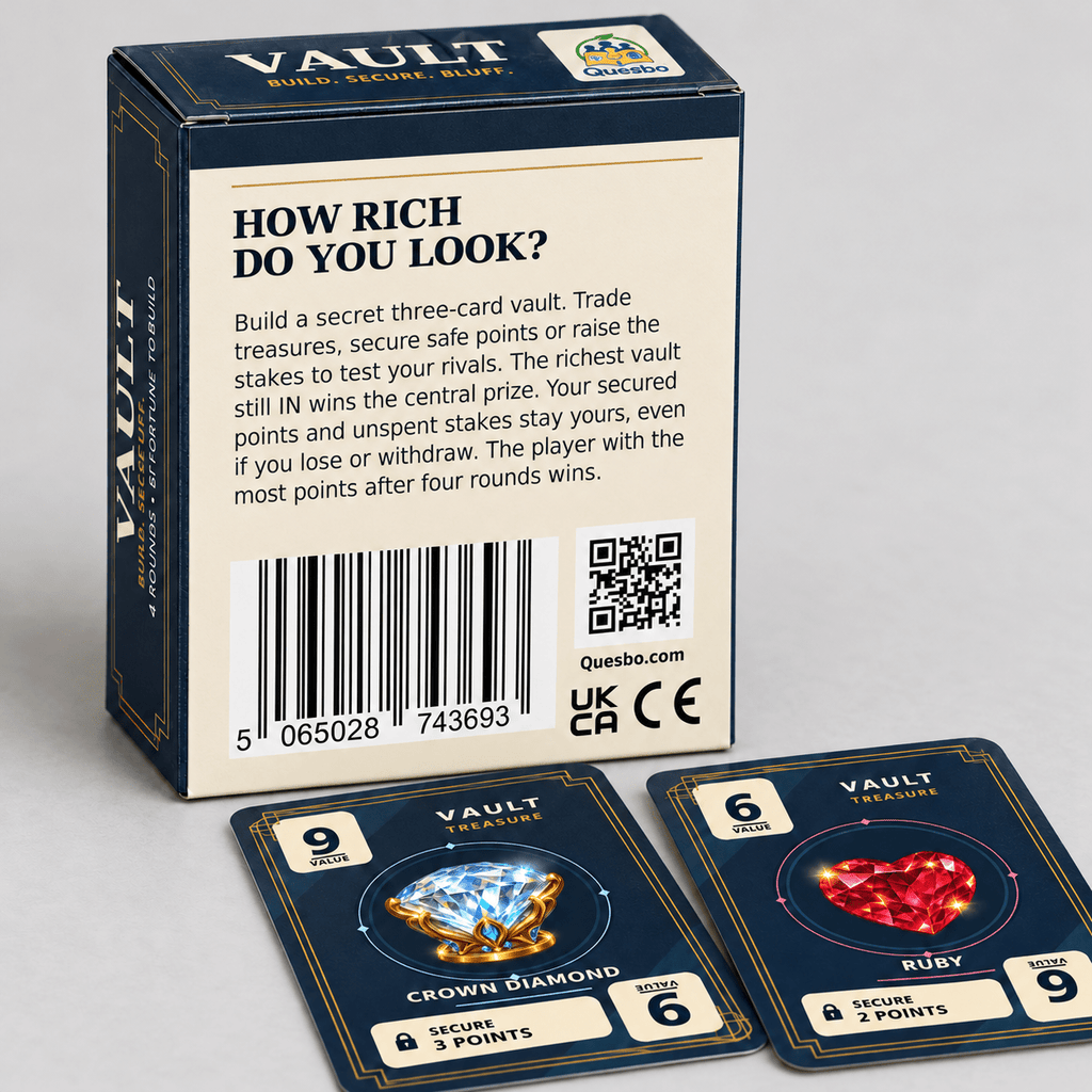 VAULT – Family Strategy & Bluffing Card Game | Ages 8+ - Quesbo