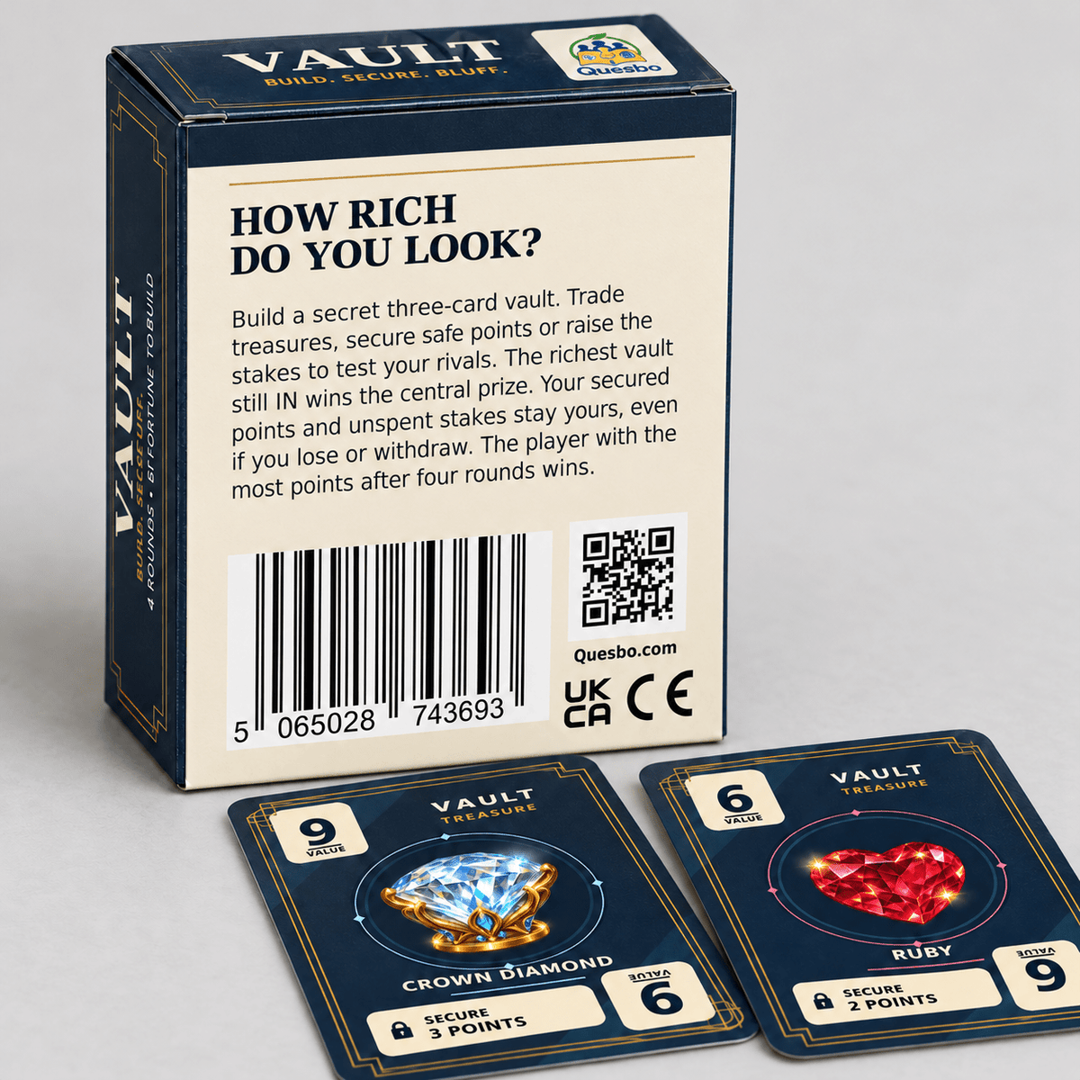 VAULT – Family Strategy & Bluffing Card Game | Ages 8+ - Quesbo