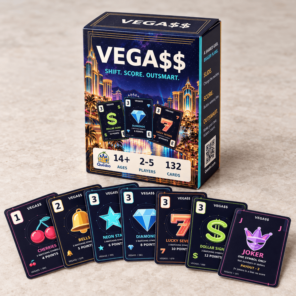 VEGA$$ – Las Vegas-Inspired Family Strategy Card Game | Ages 14+ - Quesbo