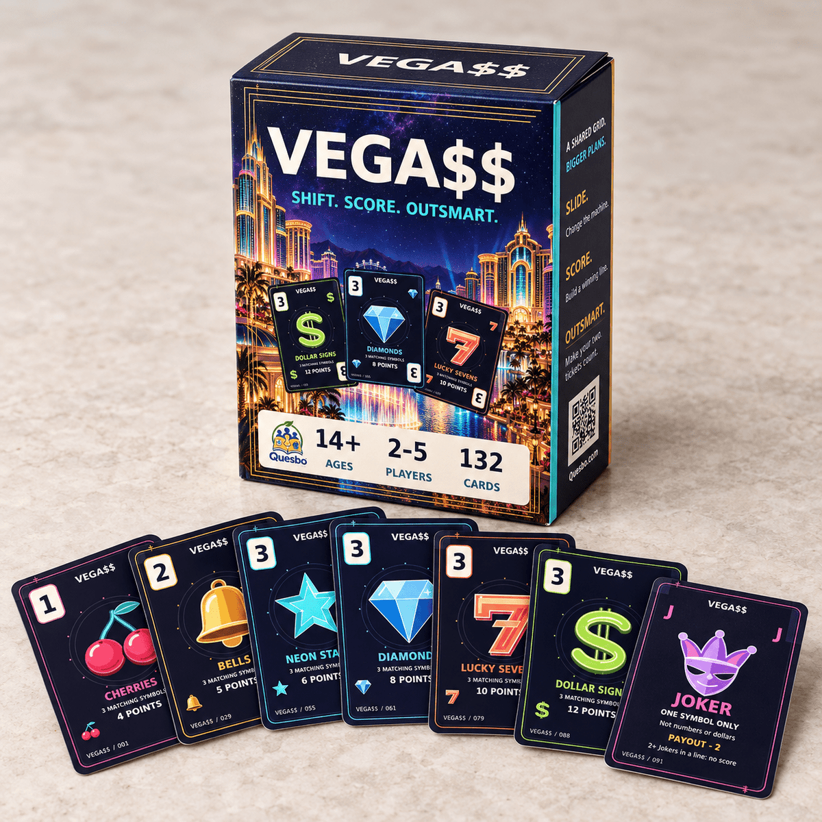VEGA$$ – Las Vegas-Inspired Family Strategy Card Game | Ages 14+ - Quesbo