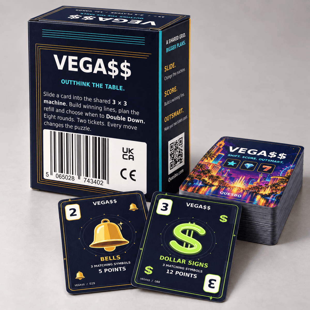 VEGA$$ – Las Vegas-Inspired Family Strategy Card Game | Ages 14+ - Quesbo