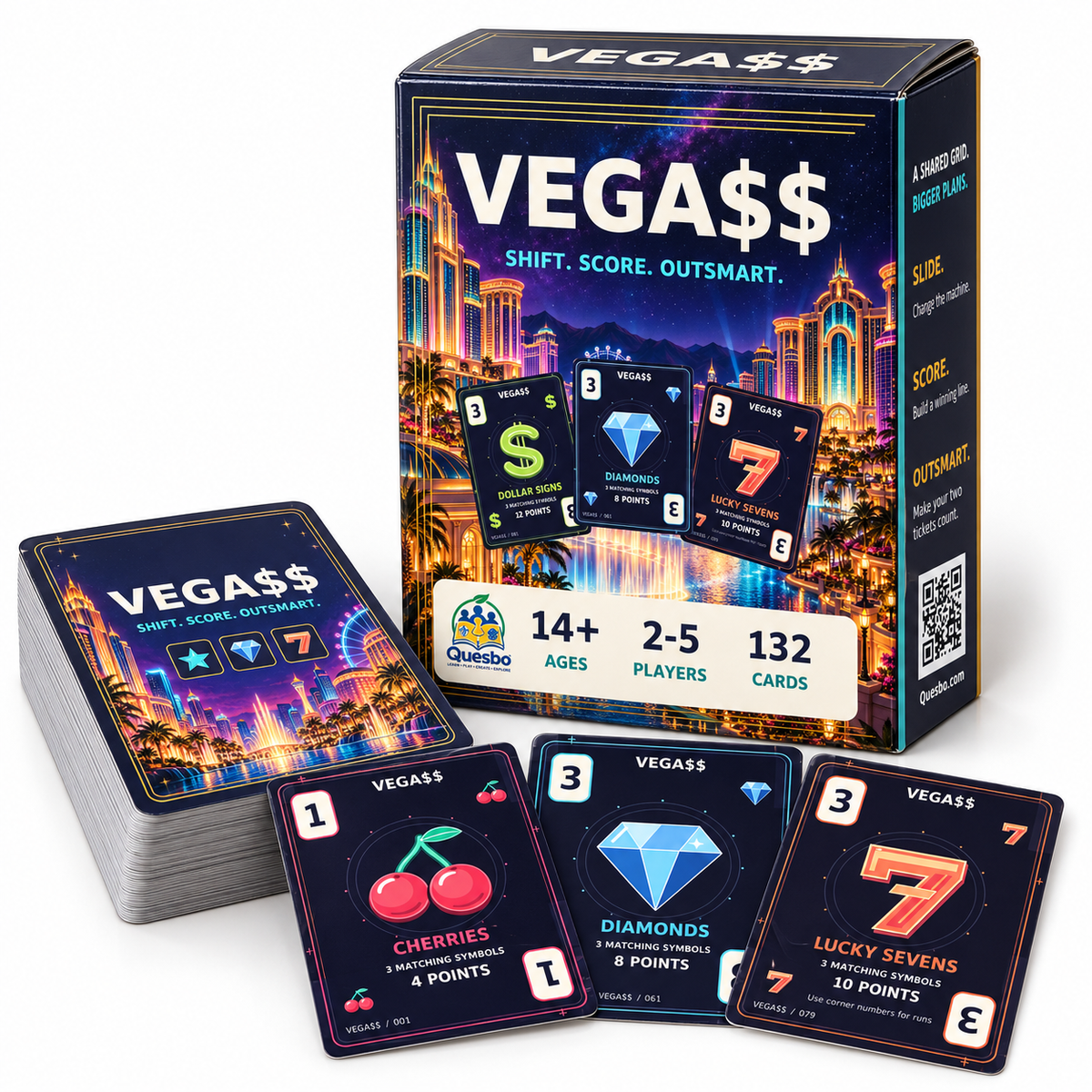 VEGA$$ – Las Vegas-Inspired Family Strategy Card Game | Ages 14+ - Quesbo