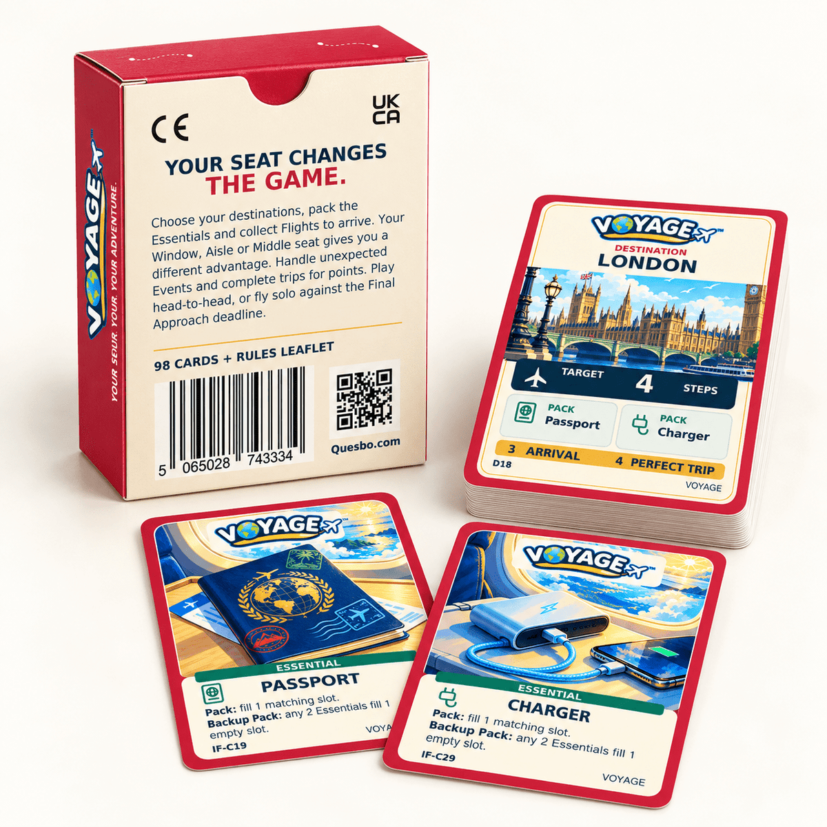 VOYAGE™ Inflight Edition – Travel Card Game for 1–2 Players | Ages 10+ - Quesbo