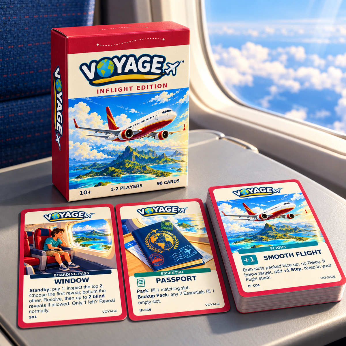 VOYAGE™ Inflight Edition – Travel Card Game for 1–2 Players | Ages 10+ - Quesbo
