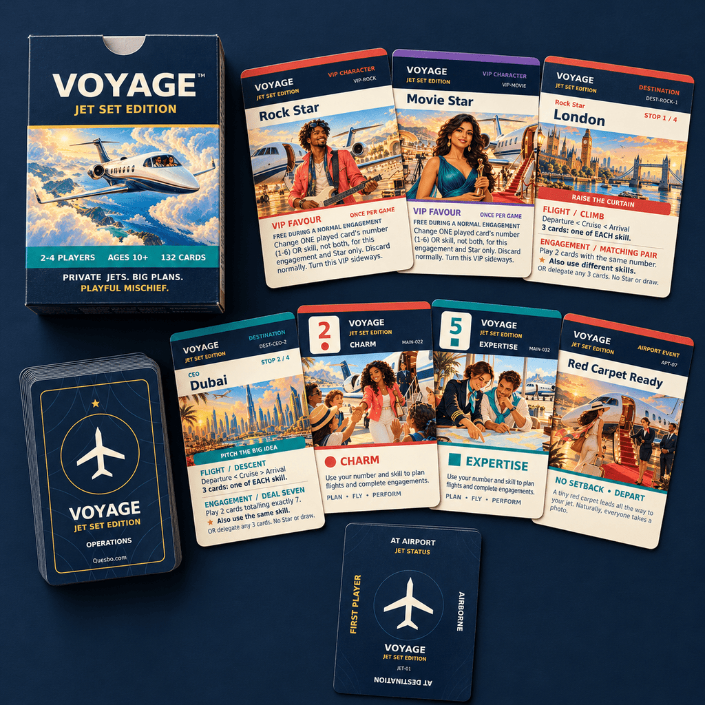 VOYAGE™ Jet Set Edition – Private Jet Strategy Card Game | Ages 10+ - Quesbo