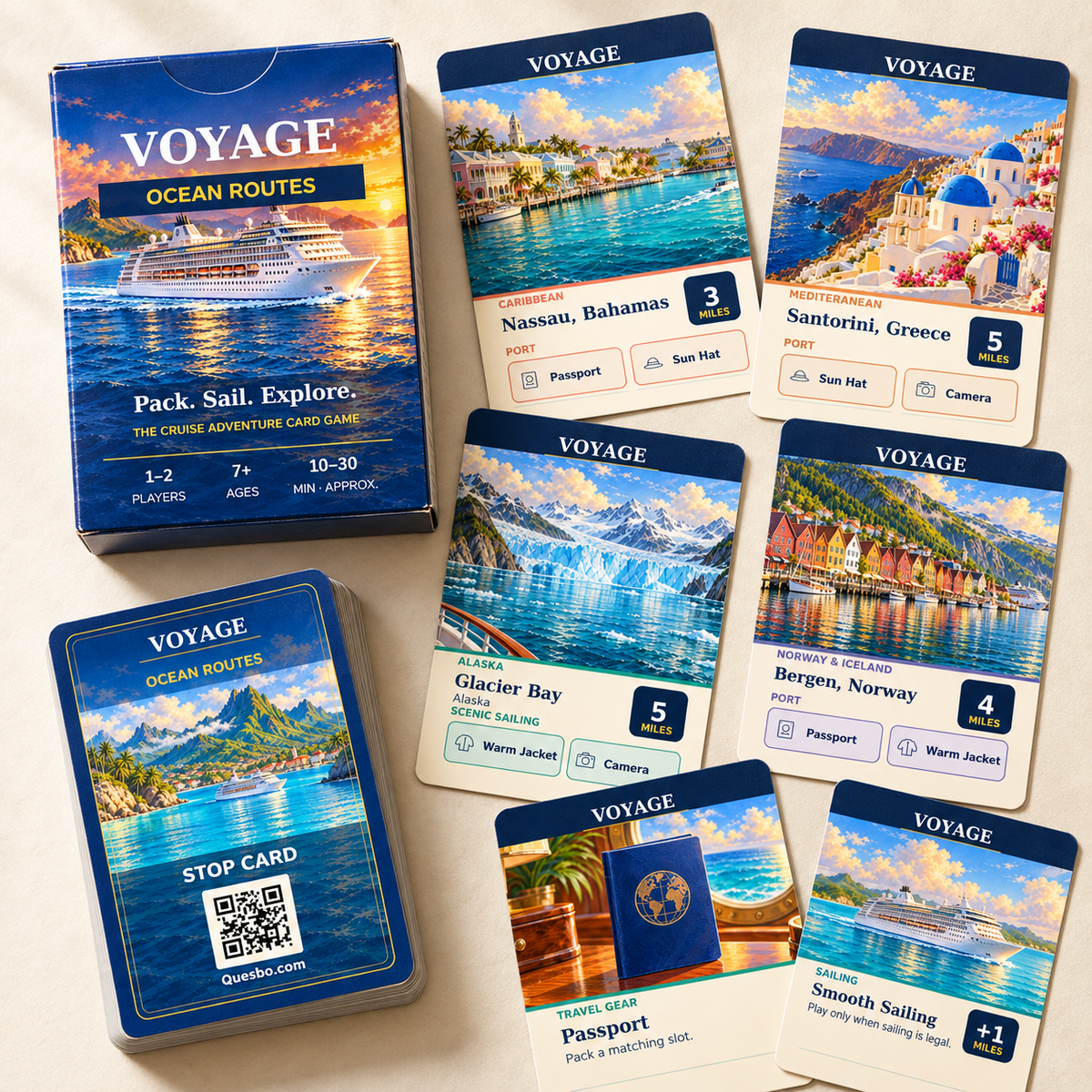 VOYAGE™: Ocean Routes – Cruise Adventure Card Game | Ages 7+ - Quesbo