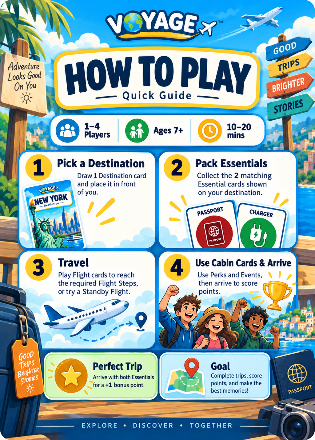 Voyage™ (Standard Edition) – Travel Card Game for Kids, Teens & Families | Ages 8+ - Quesbo