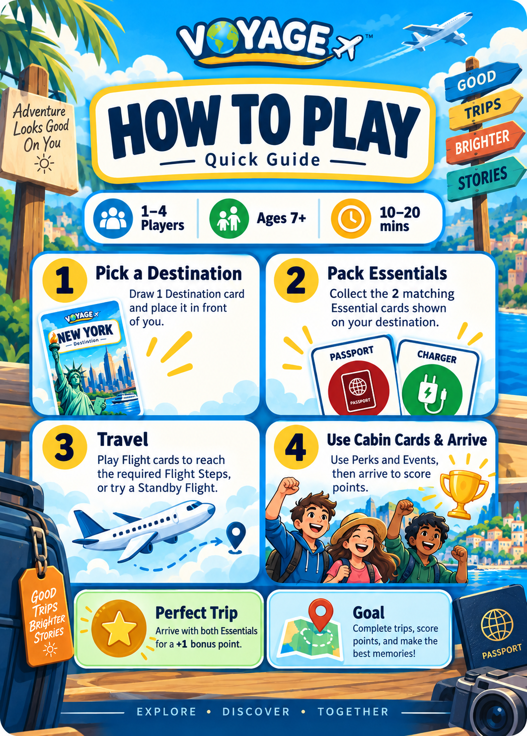Voyage™ (Standard Edition) – Travel Card Game for Kids, Teens & Families | Ages 8+ - Quesbo