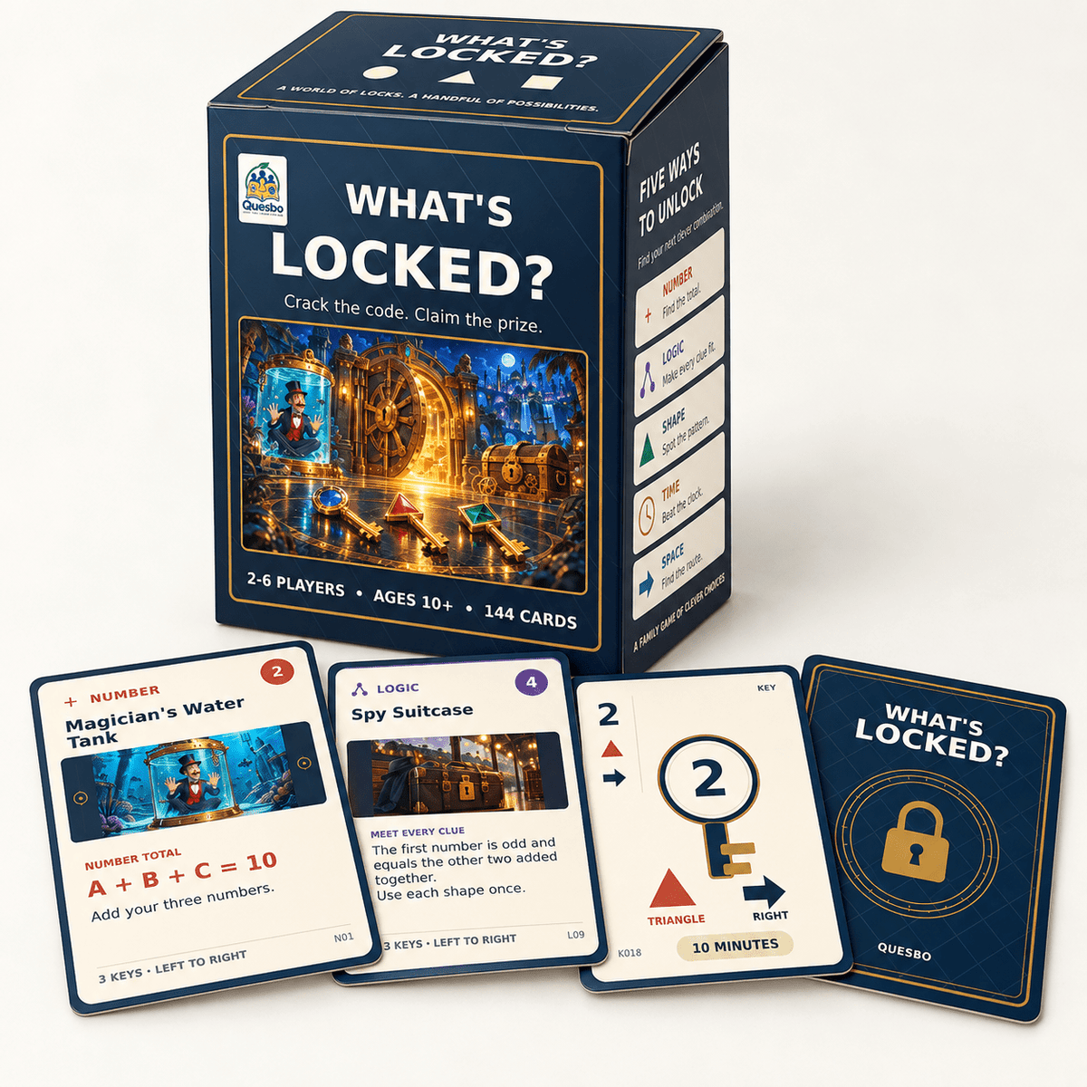 WHAT’S LOCKED? – Family Puzzle & Strategy Card Game | Ages 10+ - Quesbo