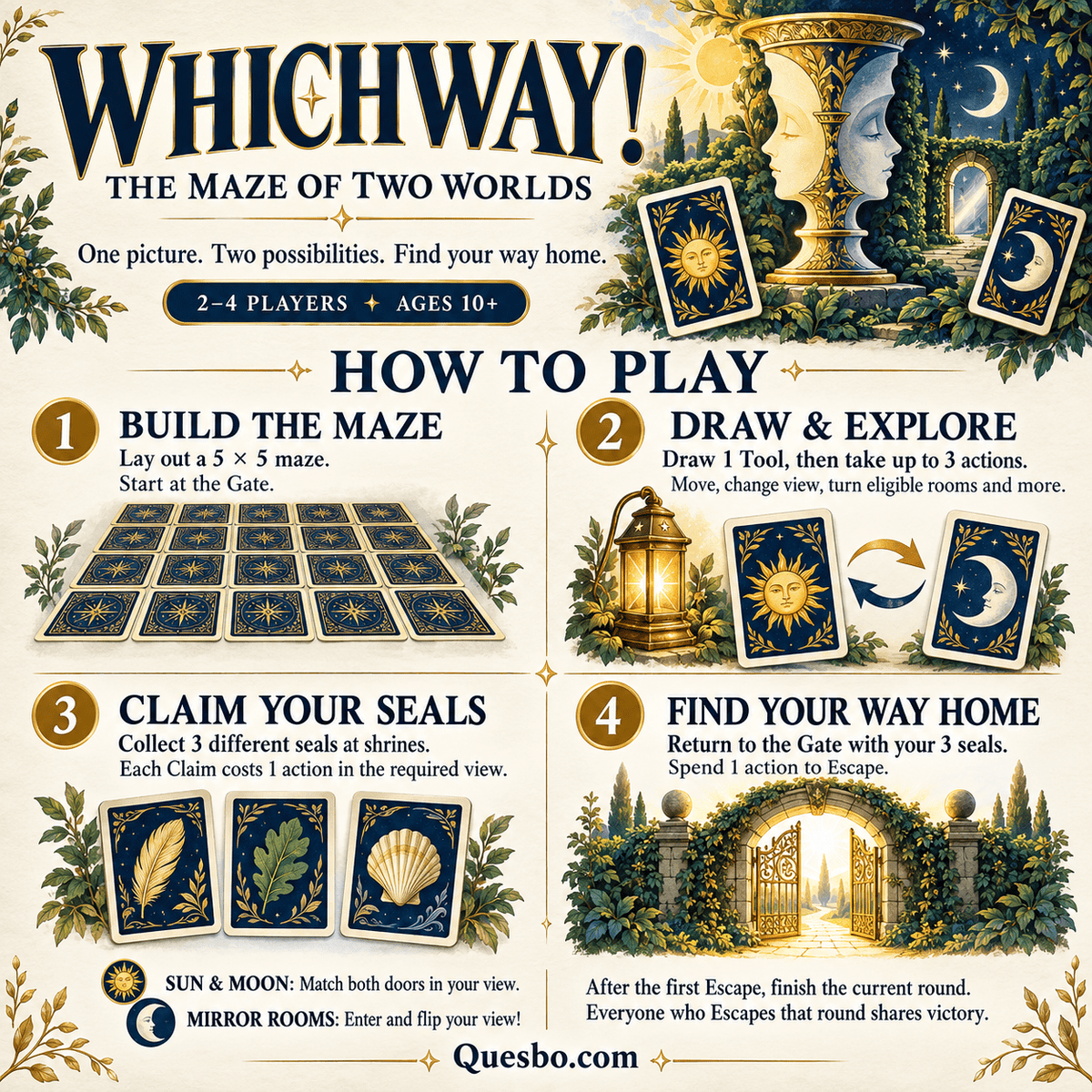 WHICHWAY! – The Maze of Two Worlds | Family Strategy Card Game | Ages 10+ - Quesbo