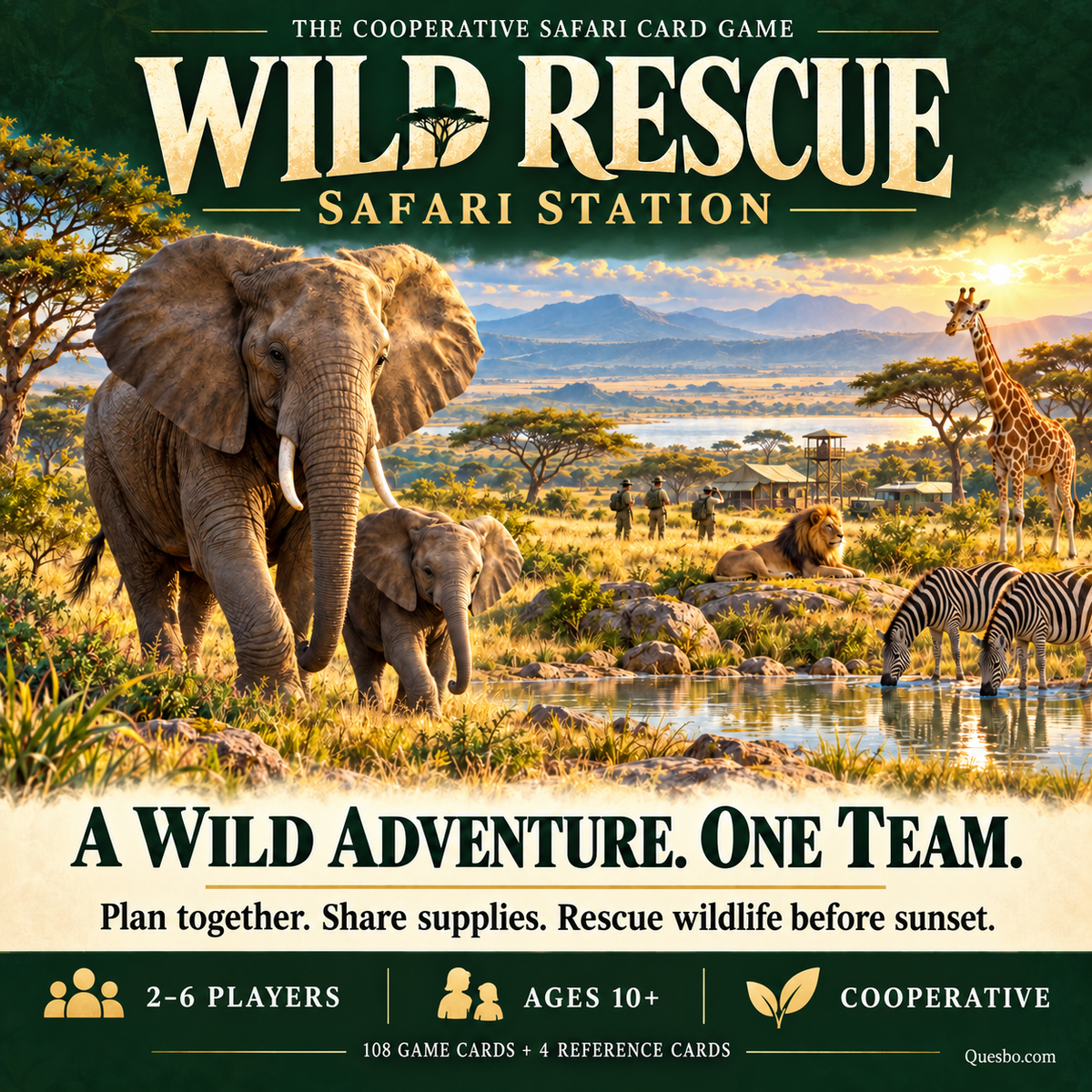 Wild Rescue: Safari Station™ – Cooperative Family Card Game | Ages 10+ - Quesbo